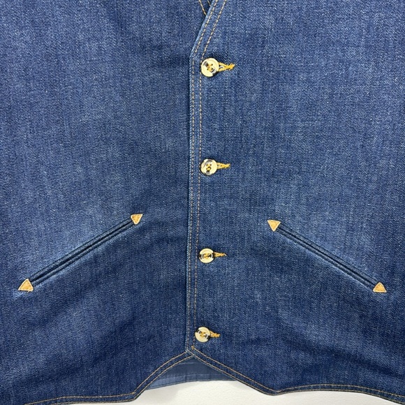 Vintage VTG Panatele Levi's Dark Blue Denim Western Style Vest - Picture 3 of 5